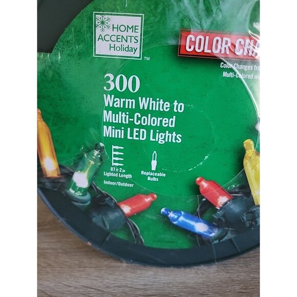 Home Accents Holiday 300 Warm White to Multi-Colored Mini LED Lights Spool - Thumbnail 3